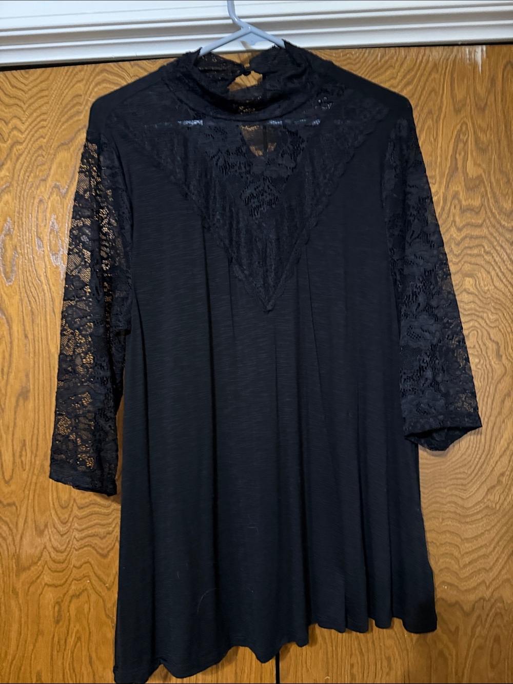 torrid Black Lace Sleeve Mock Neck Top